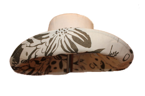 Ladies Cream Wide Brim Sun Hat