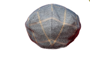 Extra Large Luxurious Grey and Camel Check Flat Cap